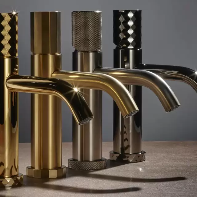 Fima Carlo Frattini Spillo Tech Смеситель для раковины, на 1 отв., высокий, XS, с донным клапаном, цвет: золото