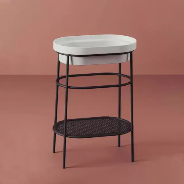 Artceram FUORI SCALA Металическая структура 36.5x58.6хh83см с раковиной без отв под смеситель, Fuori Scala ovale 59, напольная, цвет: черный матовый/белый матовый