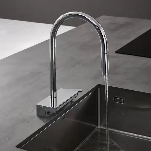 Hansgrohe Aquno Select M81 Смеситель для кухни, 1 отв., каскад, цвет: сталь