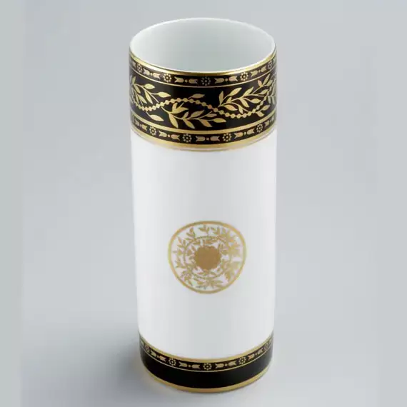THG MARQUISE NOIR DECOR OR Ваза керамическая, настольная, декор черный/золото, цвет: белый