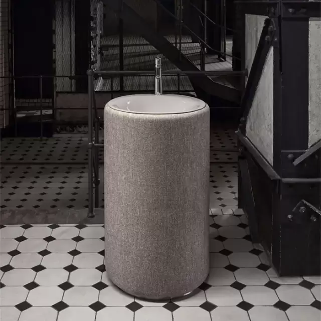 Bette Lux Oval Couture Раковина 55х90 см, 1 отв., с текстильным подиумом, сталь, цвет: буро-серый