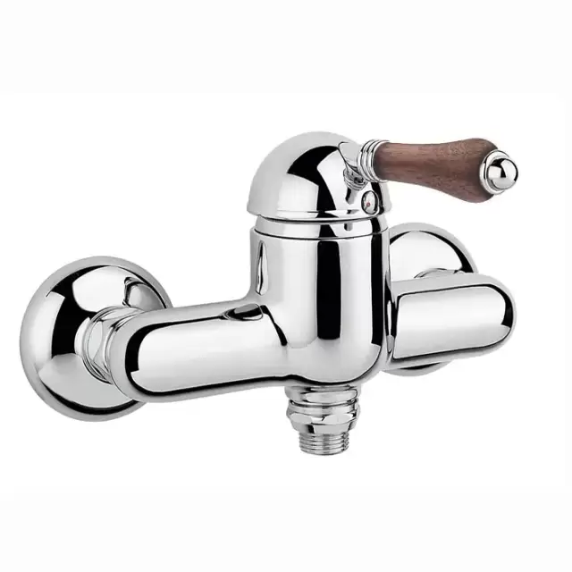 Nicolazzi Forest Смеситель для душа однорычажный, вывод снизу 1/2", ручки дерево, цвет: хром