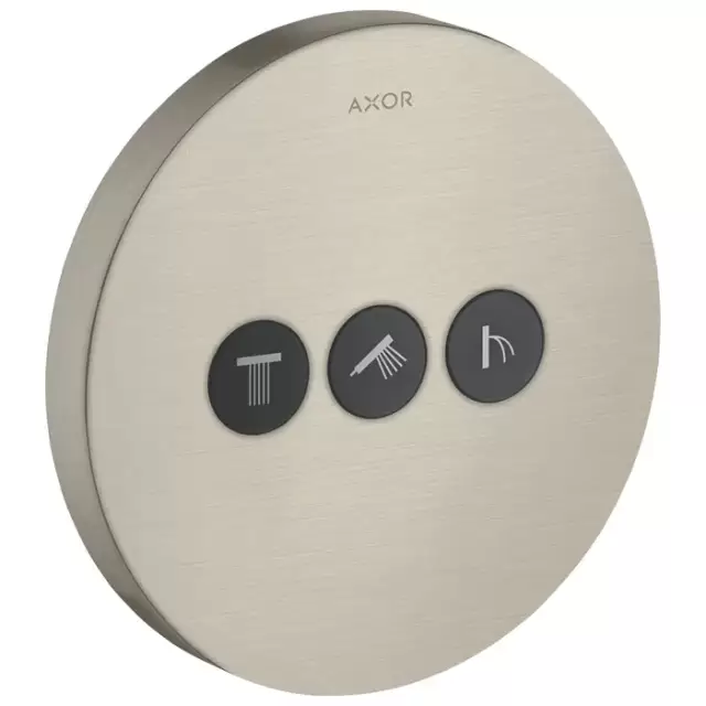 Axor ShowerSelect Встраиваемый запорный вентиль нас 3 потока, внешняя часть, цвет: шлифованный никель