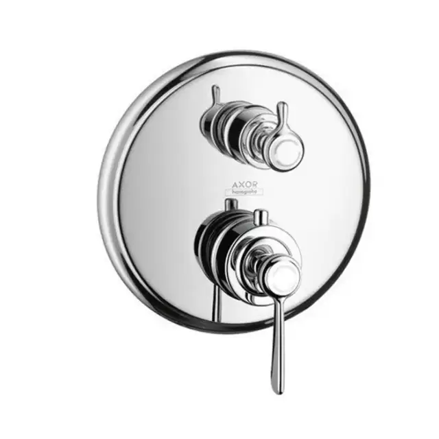 Axor Montreux, Термостат с запорным/ переключающим вентилем, с рычаговой рукояткой, СМ, внешняя часть, цвет: хром