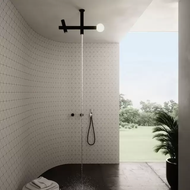 Antonio Lupi Apollo Верхний душ &Oslash;45 мм., с LED подсветкой, потолочный монтаж, с 2 изливами, цвет: черный матовый