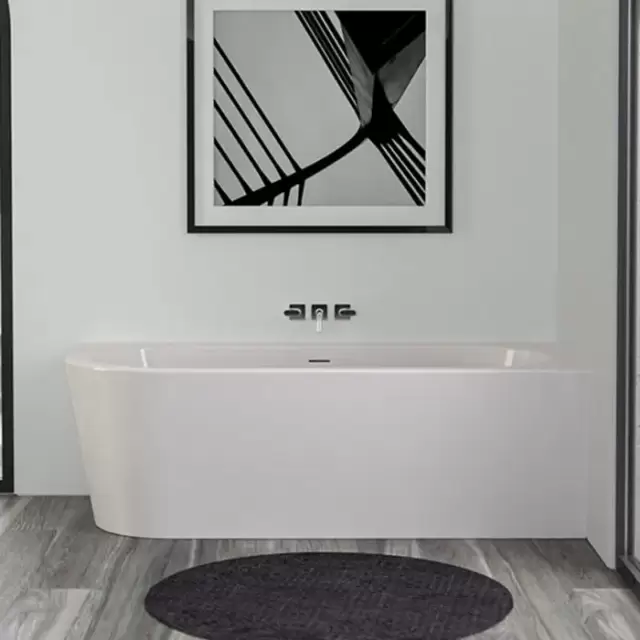 Knief Wall Corner Left Ванна акриловая в правый угол 180x80x60см, щелевой перелив SLOT (черный матовый), цвет: белый