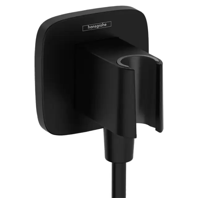 Hansgrohe FixFit Q Шланговое подсоединение с держателем ручного душа, настенный, цвет: черный матовый
