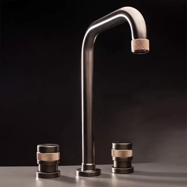 Nicolazzi Khady Смеситель для раковины высокий на 3 отв., цвет: Black Nichel/Rose Gold