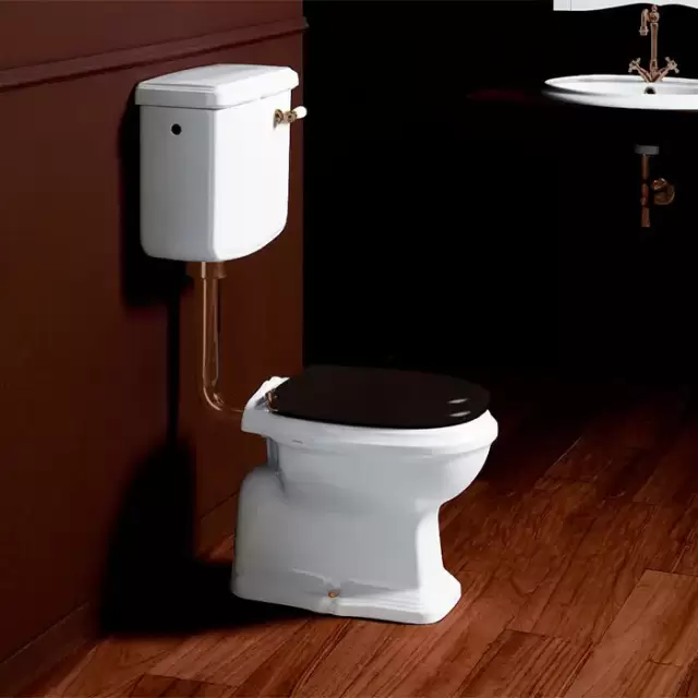 SIMAS Arcade Унитаз 36,5х55см, со средним бачком с передней ручкой бронза, выпуск в пол, цвет: белый