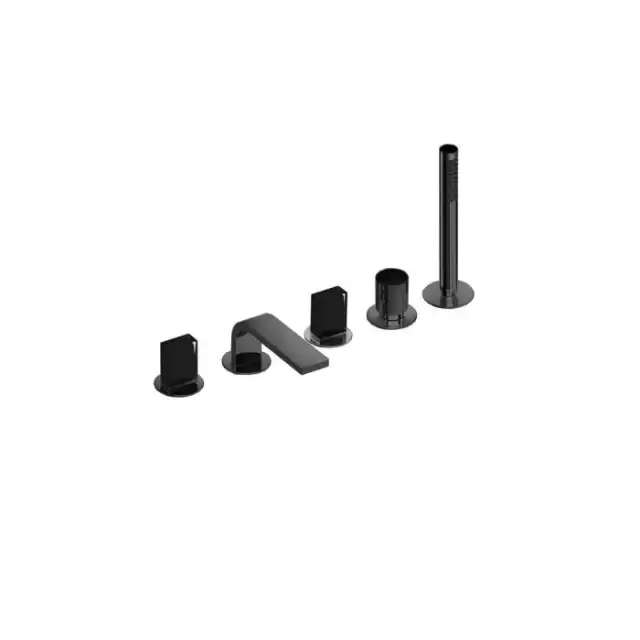 Fantini Venezia In Смеситель для ванны, набортный, 5 отв., излив: 160 мм, цвет: Matt Gun Metal PVD