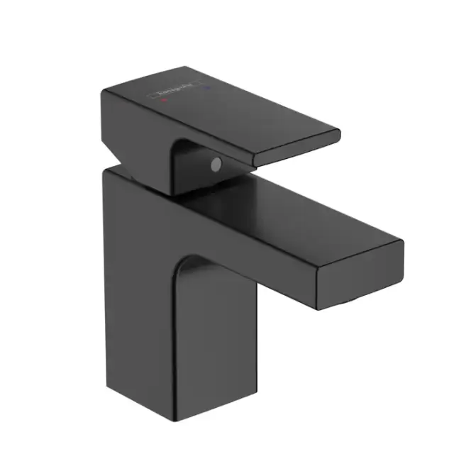 Hansgrohe Vernis Shap Смеситель для раковины, излив 70 мм, с донным клапаном, цвет: матовый черный
