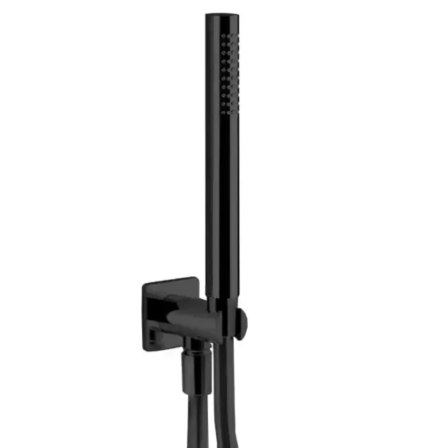 Fantini Mint Душевой комплект с ручным душем, держателем с подводом воды и шлангом 150см., цвет: черный матовый