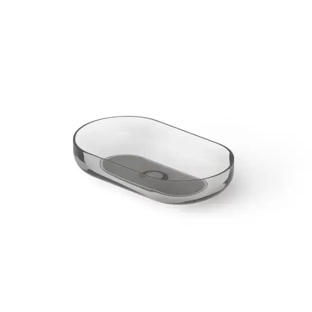 Dea Design Washbasins Раковина 58х34х12см., накладная, без отв., Glasstech, прозрачная смола, цвет: Smoky Black R4