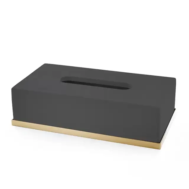 3SC Mood Deluxe Контейнер для бумажных салфеток, 24,5х13хh7 см, настольный, цвет: чёрный матовый/золото 24к. Lucido