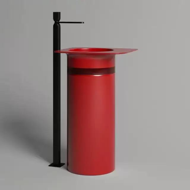 Salini Ninfea Раковина напольная 54.5х44.7х88см, без отв., донный клапан "Up&Down", сифон, материал: S-Stone, цвет: Carmine red