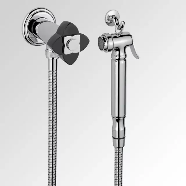 THG Petale de Cristal noir Гигиенический душ, цвет: хром/черный хрусталь