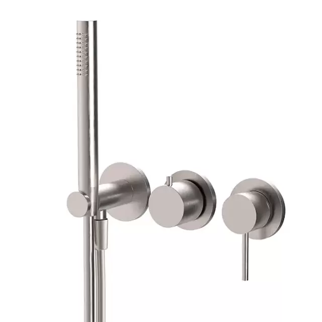 Fima Carlo Frattini Spillo Steel Смеситель для душа, встраиваемый, на 2 источника, с ручным душем, цвет: нержавеюшая сталь