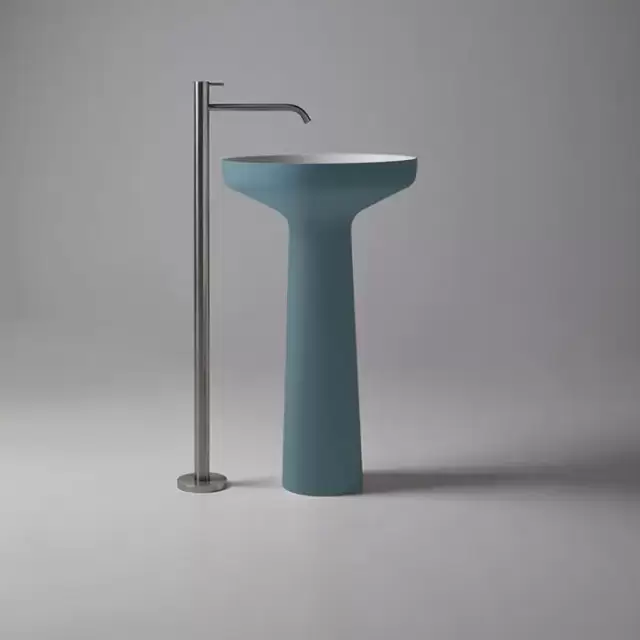 Antonio Lupi Ago Раковина 50х85 см, без отв., напольная, слив в пол, с сифоном, гибким шлангом и донным клапан, Flumood, внешний цвет: Ossido/белый