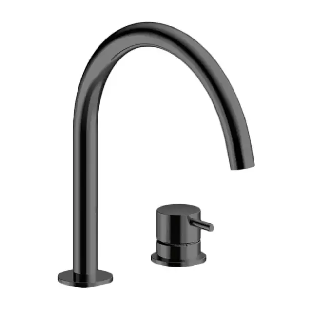 Almar Mixers Смеситель для раковины, 2 отв., без донного клапана, цвет: черный металл брашированный PVD