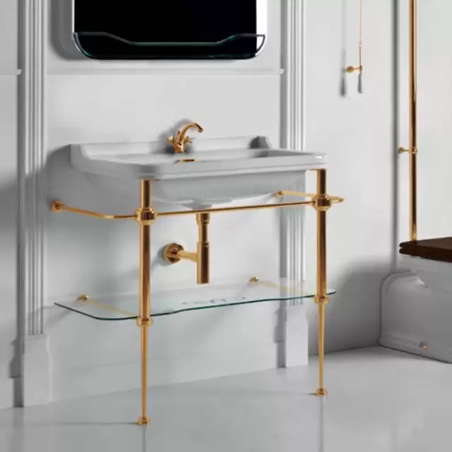 Kerasan Waldorf Консоль с раковиной 100х55см, на 1 отв, напольная, цвет: консоли: oro (золото)