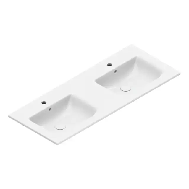 Catalano Italy Раковина 125x50см двойная, с 2 отв., цвет: белый глянцевый