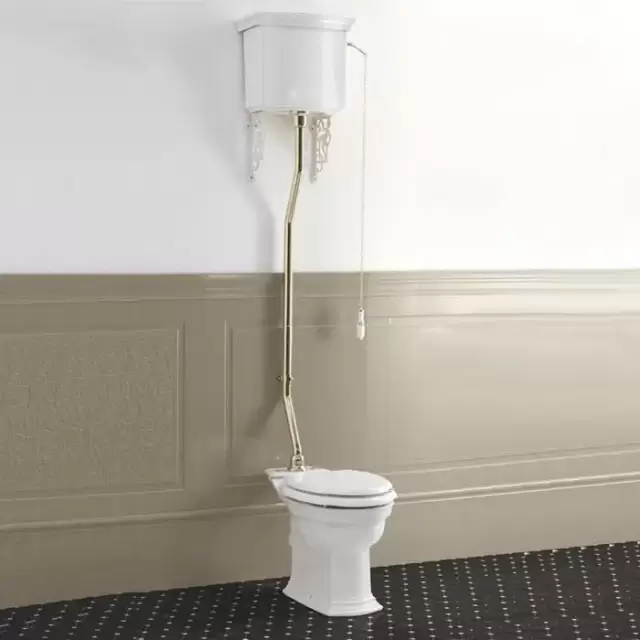 Devon&Devon Westminster Унитаз 64x36.5cм с высоким бачком, трубой, фурнитура золото