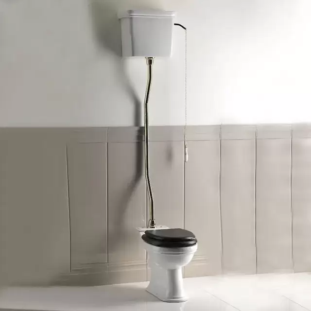 Devon&Devon Rose Унитаз 66x35,5cм, с высокой трубой, сиденье из массива дуба, фурнитура золото