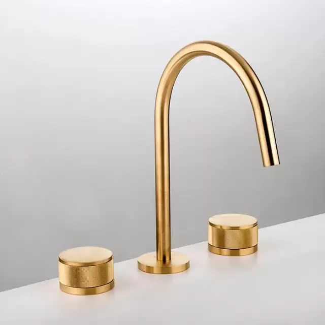 Gattoni MD Смеситель для раковины, на 3 отв., ручки SAN GIULIO, с донным клапаном, цвет: золото матовое шлифованное