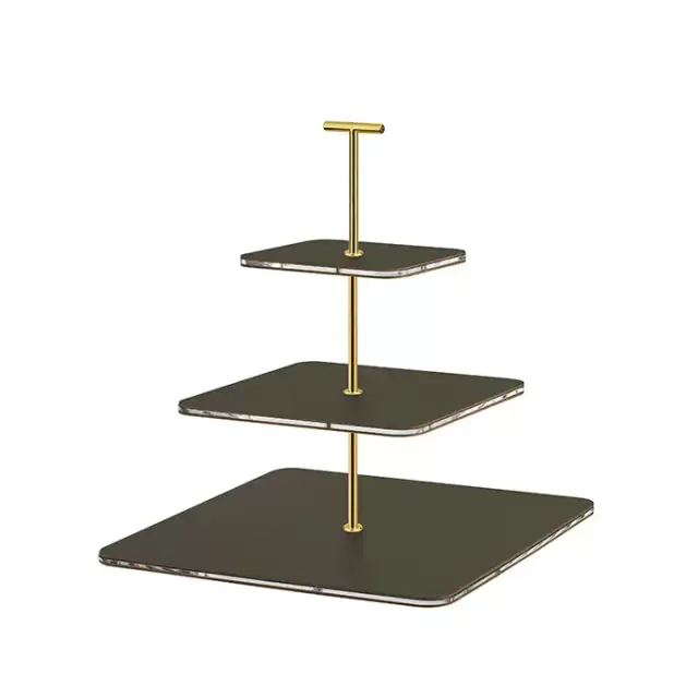 ADJ Сервировочная стойка 30x30xH35см., ручка "Т", цвет: олива/фурнитура золото
