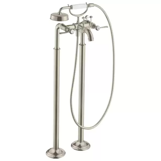 Axor Montreux, Смеситель для ванны, с двумя рычаговыми рукоятками, напольный, внешняя часть, цвет: никель шлифованный