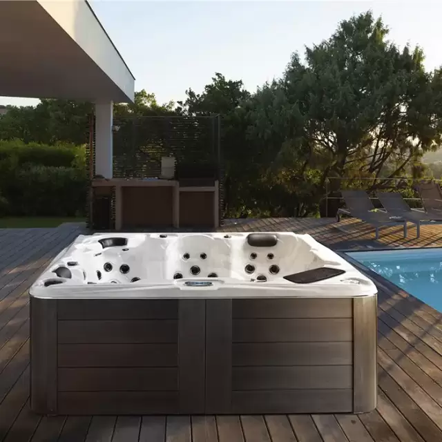 Gruppo Treesse Mykonos Минибассейн 211х211х86см., отдельностоящий с гидромассажем, с цифр и автомат сист. цвет: серый/белый