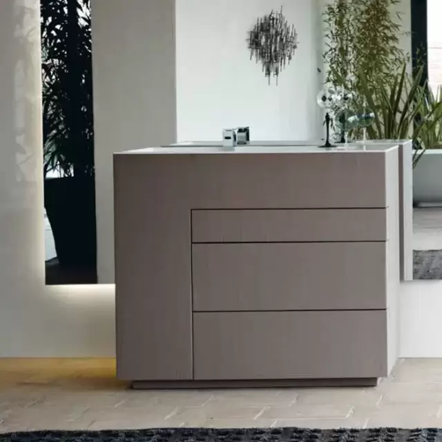 NOORTH milldue edition TOUCH Комплект мебели 100х40х88см, напольный, 3 ящика, слив в пол, раковина Milltek, смеситель H2O, цвет: Argilla матовый