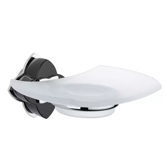 THG Pétale de cristal noir Мыльница стеклянная, подвесная, цвет: хром/черный хрусталь