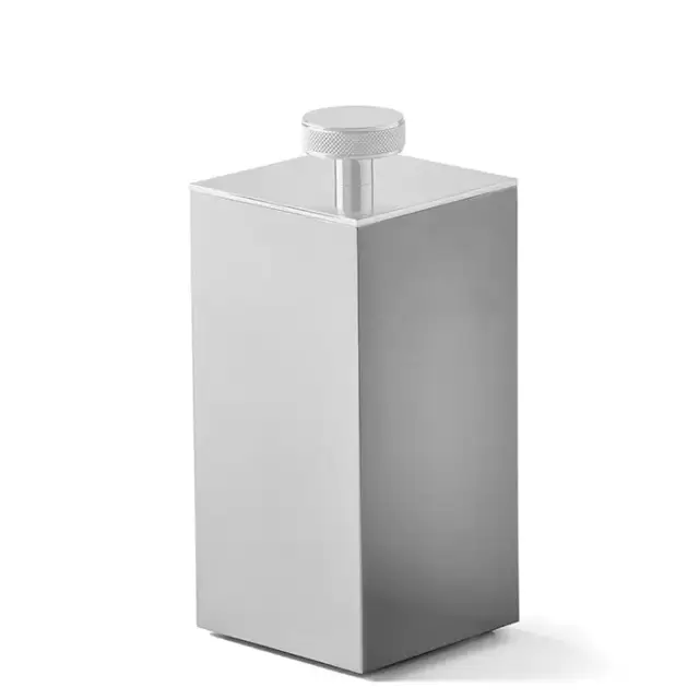 3SC Metal Quadra Баночка универсальная, 7х7хh16см, с крышкой, настольная, цвет: белый матовый