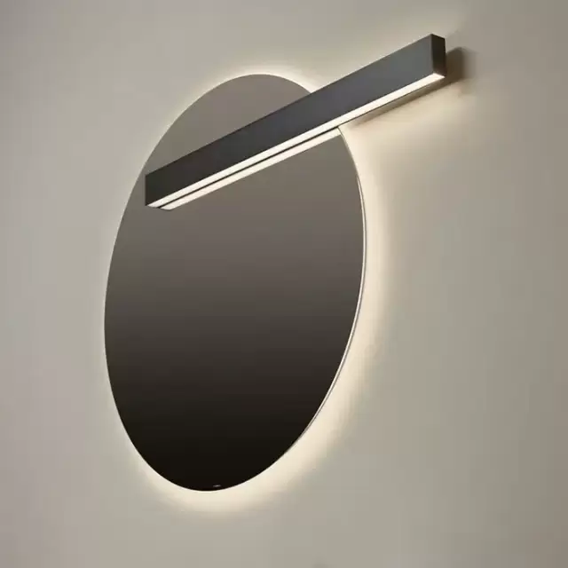 Antonio Lupi Circus Зеркало &Oslash;108cм., с белой светодиодной подсветкой, с блестящей кромкой, с правосторонним светильником LUCENTE, на раме