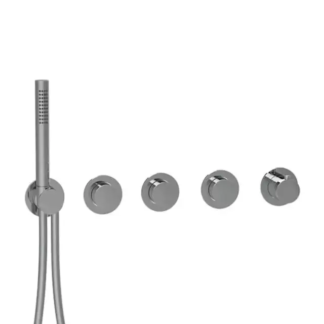 Almar Modular PUSH Смеситель для душа, встраиваемый, термостатический, на 3 потребителя с модулем ручного душа, цвет: оружейный металл брашированный PVD