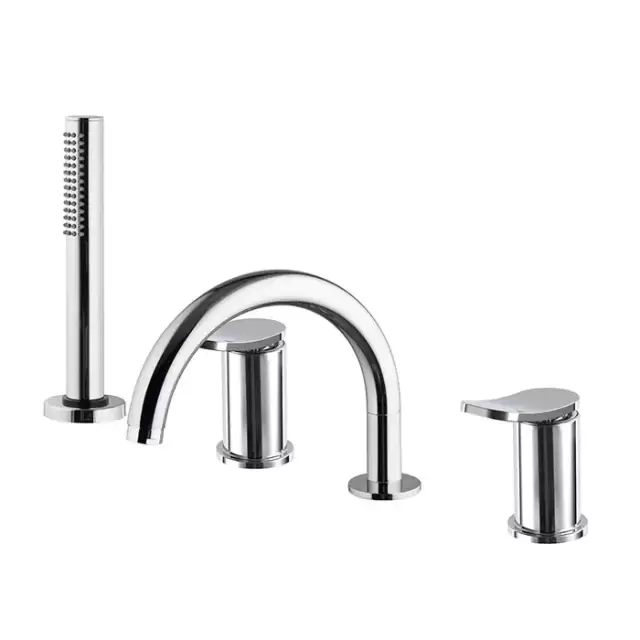 Fima Carlo Frattini Flo Смеситель на борт ванны, на 4 отв., с ручным душем, цвет: хром