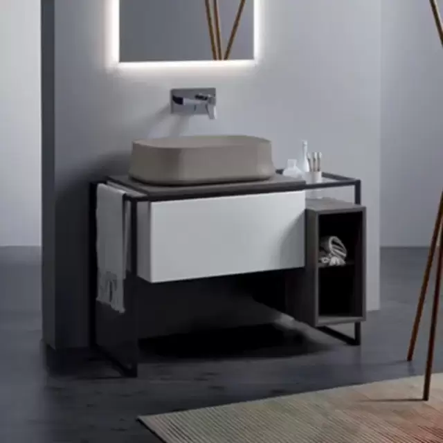 SIMAS Frame Комплект мебели с ящиком и открытым элементом, 105x57xh72см, напольная, Цвет: серый ясень/белый