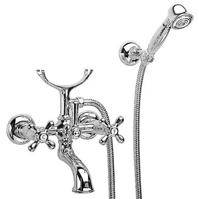 Nicolazzi Nuova Brenta Смеситель для ванны с 2мя ручками, настенный, с душевой лейкой, цвет: хром