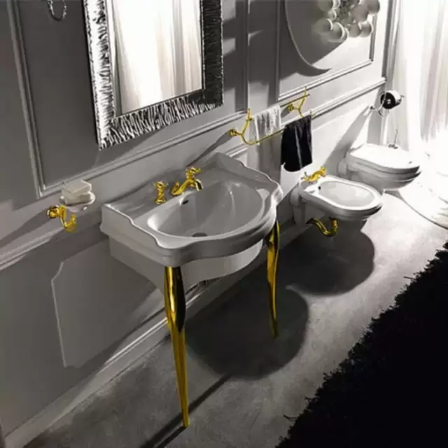 Kerasan Retro Консоль с белой раковиной 73см, подвесная, цвет: белый / золото