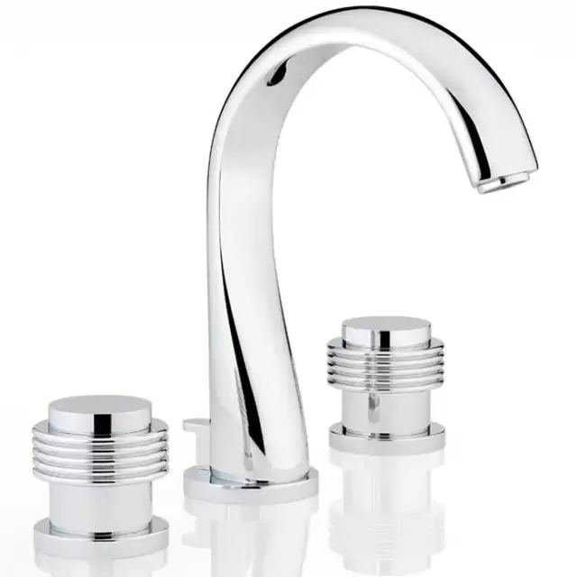 THG Diplomate grooved rings Смеситель для раковины на 3 отверстия, с донным клапаном, цвет: хром