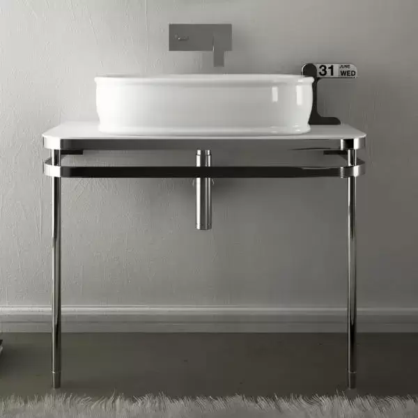 Artceram AZULEY Металлическая структура под раковину, напольная, с верхним глянцевым топом цвет белый, цвет хром