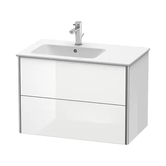 Duravit XSquare Тумба с раковиной, 81х47.8х56см., подвесная, с 1 отв., с 2 выдвижными ящика, цвет: белый глянец