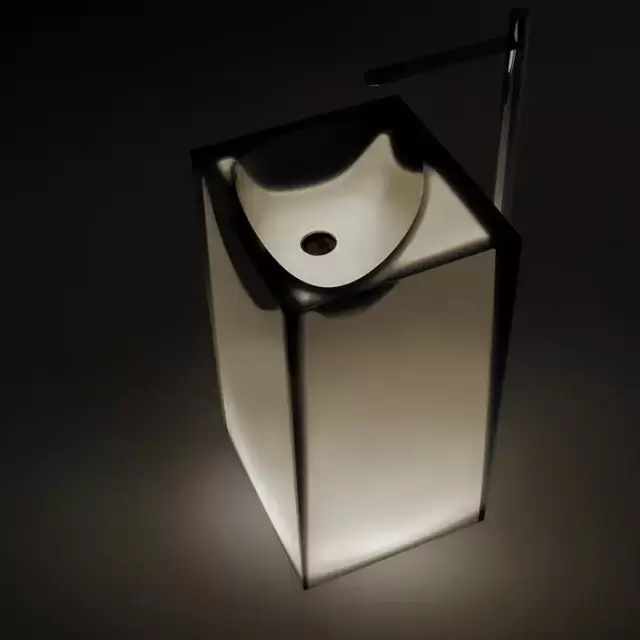 Antonio Lupi Astro Раковина 50х45х85 см, без отв., напольная, слив в пол, с дон. клапан, сифоном и трубой слива, Cristalmood, цвет: Nebbia