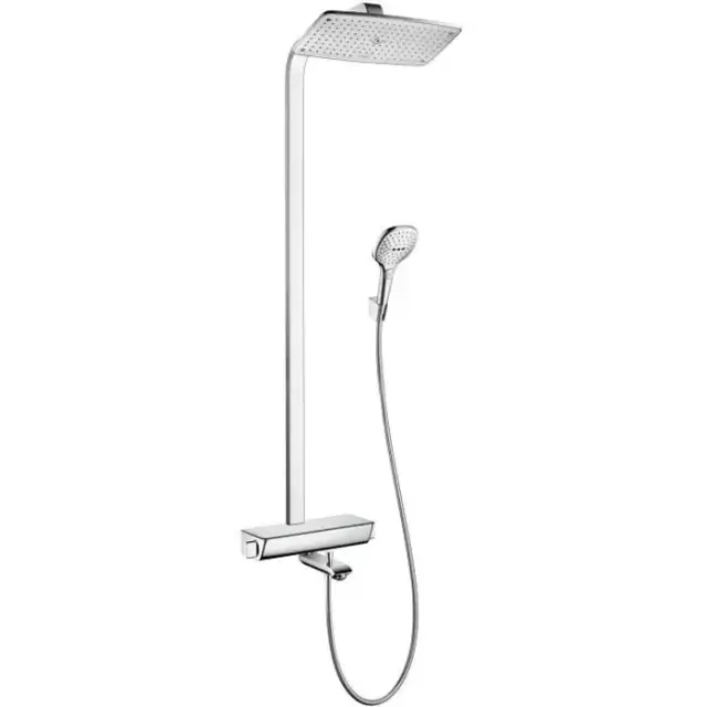 Hansgrohe Raindance Select Showerpipe 360 Душевой гарнитур, в набор входят: термостат с запорным и переключающим вентилем, переключатель для ручного душа, верхний душ Raindance E AIR 1jet 360x190 мм, ручной душ Raindance Select 150 3jet, душевой шланг