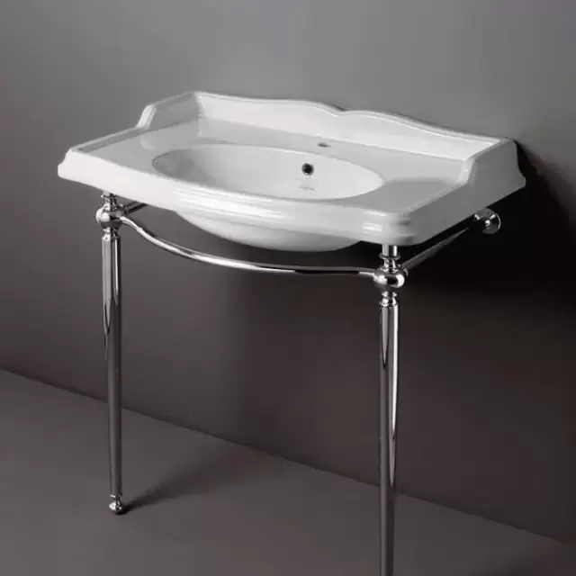 SIMAS Arcade Консоль 90х41.5см, c белой раковиной на 1 отв., напольная, цвет: консоли cromo