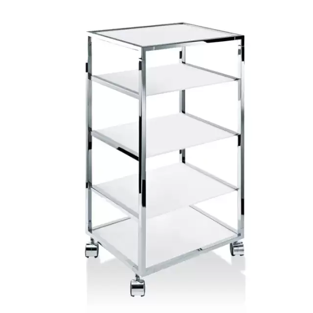 Decor Walther RW 2 Стеллаж передвижной 38x30x80см, стекло матовое, напольный, цвет: хром
