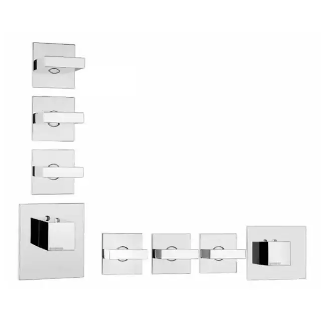 Bossini Rectangular Термостат для душа, встраиваемый, с девиаторм/запорным вентилем на 3 - 6 выходов, уст-ка верт/гор., цвет: хром