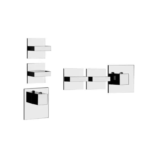Gessi Rettangolo Встраиваемый термостатический смеситель, подключение на 3/4&rdquo;, с 2мя независимыми выходами, внешняя часть, цвет: хром