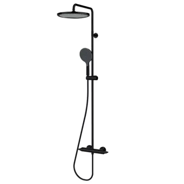Bossini Apice Стойка для душа с термостатическим смесителем, верхним душем &Oslash;280 мм., ручным душем и шлангом 1500 мм., цвет: черный матовый